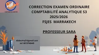 Miniature : Correction examen ordinaire comptabilité analytique 2025/2026  prof. Sara
