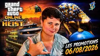 Miniature : CAYO PERICO, PANTHÈRE, YATCH X2... LES PROMOTIONS DE LA SEMAINE DU 6 AOUT 2026 SUR GTA ONLINE !