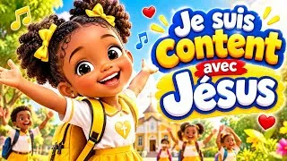 Miniature : Je suis content avec Jésus | Chanson chrétienne pour enfants | Jésus me donne la joie ❤️