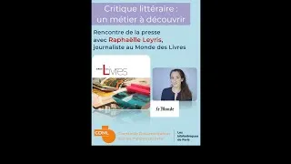 Miniature : Le métier de critique littéraire : rencontre avec Raphaëlle Leyris, du Monde des Livres