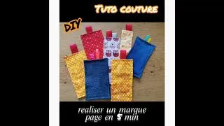 Miniature : tuto couture débutant : réaliser son marque page en tissu en 5 min