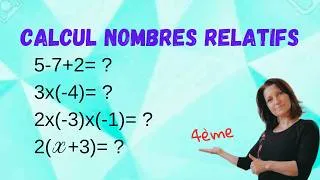 Miniature : 4 exercices nombres relatifs Mathématiques collège. niveau 4ème. Abonnement gratuit 🔔 👍🏻