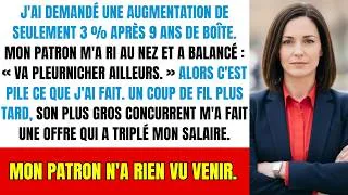 Miniature : Mon boss a ri de ma demande de +3% après 9 ans : "Va pleurnicher ailleurs". Je l'ai fait.