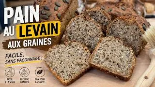 Miniature : Pain au levain aux graines 🌾 facile, sans façonnage !