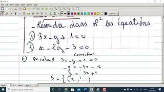 Miniature : Exercice sur les équations du premier degré à deux inconnues.