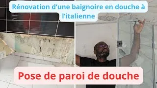 Miniature : Rénovation d'une baignoire en douche à l'italienne partie 4 : Pose de paroi de douche