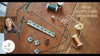Miniature : Broderie au crochet de Lunéville   Parure EGYPTE CARRE Vert et Bronze