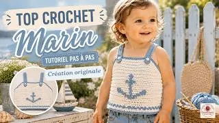 Miniature : ⚓TOP CROCHET MARIN toutes tailles⚓ Tuto pas à pas