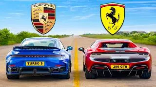 Miniature : Nouvelle 911 Turbo S vs Ferrari 296 : DRAG RACE