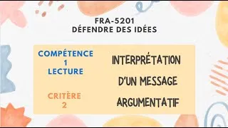 Miniature : Interpréter un texte argumentatif en FRA5201