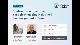 Miniature : Webinaire - Soutenir et activer une participation plus inclusive à l’aménagement urbain