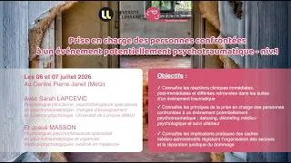 Miniature : FC "Prise en charge des personnes confrontées à un événement potentiellement traumatique - niv.1"
