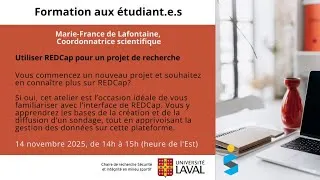 Miniature : Utiliser REDCap pour un projet de recherche - Using REDCap for research (in french only)