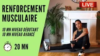 Miniature : [ REPLAY #12 ] Live Renforcement musculaire 10mn niveau débutant puis 10mn niveau confirmé