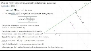 Miniature : Démonstration de la formule de la distance d'un point à une droite dans un repère orthonormé du plan