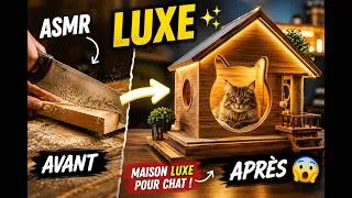 Miniature : “J’ai construit une maison LUXE pour mon chat ” #asmr #DIY #maisonpourchat #woodworking #catlover