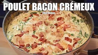 Miniature : UN REPAS COSTAUD PRÊT EN MOINS 30 MINUTES | Poulet Bacon Moutarde Crémeux (Ultra Facile & Délicieux)