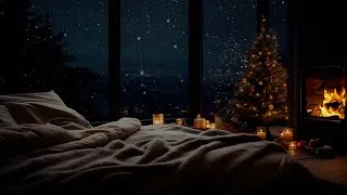 Miniature : Paysage de rêve d'hiver enneigé | Détendez-vous avec la cheminée crépitante et les chutes de neige