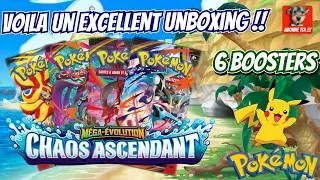 Miniature : Unboxing de 6 boosters Chaos Ascendant - Mais quelles belles surprises de cartes ... #pokemon