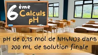 Miniature : Calcul de pH de 0,15 mol de NH4NO3 dans 200 mL de solution finale