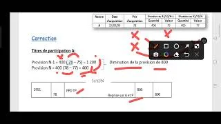 Miniature : Révision sur les provisions des titres: Exercice d'application 2