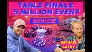 Miniature : REVIEW TABLE FINALE DU 5 MILLION EVENT AVEC MICHAEL GATHY