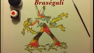 Miniature : dessin pokémon : MEGA BRASEGALI!!!! le pokémon aux pieds ardents !!