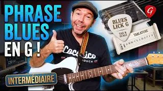 Miniature : Phrase Blues en Sol (G) à la guitare — Niveau Intermédiaire / Post-Débutant