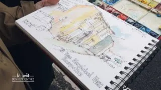 Miniature : " Aquarelle et chou farci au fil de la Garonne " avec Christian COUTEAU  Aquarelliste  Carnettiste