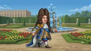 Miniature : Louis XIV se promenand dans le