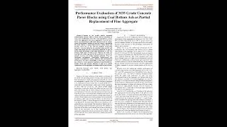 Miniature : Partial replacement of Fine Aggregate (sand) by Coal Bottom Ash as the concrete ingredient