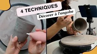 Miniature : Décorer à l'engobe sur terre crue — Mishima, Sgraffito, poire et pinceau