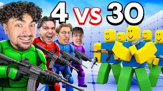 Miniature : 4 PROS VS 30 NOOBS dans Roblox Rivals ! (ft. Les RATZZ)
