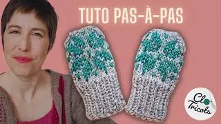 Miniature : Tricot Pas-à-pas - Mitaines pour nouveau né avec jaquard