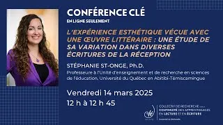 Miniature : Conférence CLÉ - L'expérience esthétique vécue avec une œuvre littéraire
