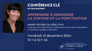 Miniature : Conférence CLÉ - Apprendre à enseigner la syntaxe et la ponctuation