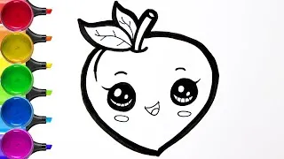 Miniature : Coloring a Fruit drawing Coloring A Beautiful Peach