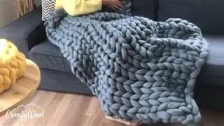 Miniature : Comment tricoter avec les mains un plaid 90x150cm en laine 100% mérinos