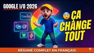 Miniature : Google I/O 2026 : les 8 annonces IA qui vont changer ton quotidien 🤯 (résumé complet en français)