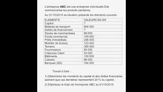 Miniature : le BILAN exercice d'application (établissement de bilan et calcule du capitale )