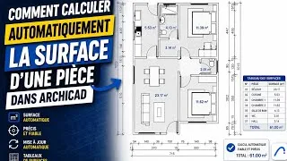 Miniature : 03. COMMENT CALCULER AUTOMATIQUEMENT LA SURFACE D'UNE PIÈCE DANS ARCHICAD 