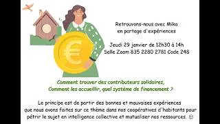 Miniature : Partage d'expériences du 29 janvier 2026 : Quels montages financiers dans nos projets?