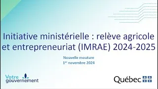 Miniature : Séance d'information | Initiative ministérielle : relève agricole et entrepreneuriat (2024-11-01)