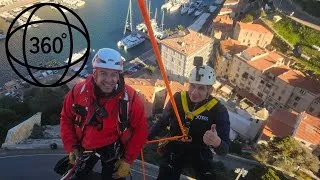Miniature : Bonifacio , descente en rappel du bastion de l'étendard. Grimp2B et CISM, Téléthon 2024