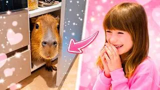 Miniature : Bianca veut cacher le capybara pour que la maman ne le voie pas. Histoires de la famille.