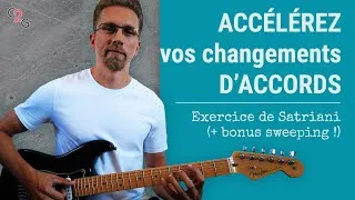 Miniature : Accélérez vos changements d'accords | Exo de Joe Satriani (+ Bonus Sweep)