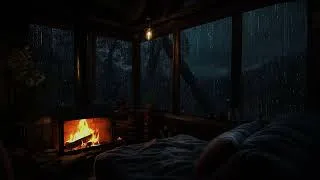 Miniature : Peaceful Rainfall in a Cozy Cabin Deep in the Woods | Fireplace Ambience to Unwind and Relax