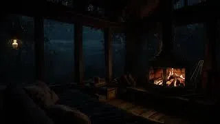 Miniature : Soft Rain and Crackling Fireplace in a Cozy Cabin | Perfect Night for Rest and Inner Peace