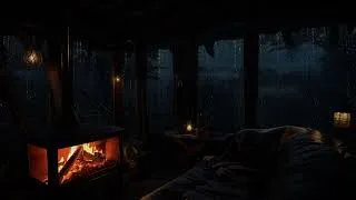 Miniature : Gentle Rain and Warm Fireplace in a Forest Cabin | A Quiet Escape for Deep Sleep and Relaxation