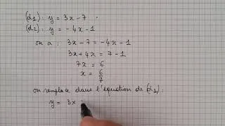 Miniature : Intersection de deux droites (équations réduites)